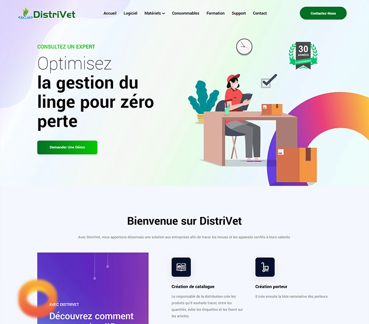 DistriVet - Site vitrine pour une application de gestion des Produits